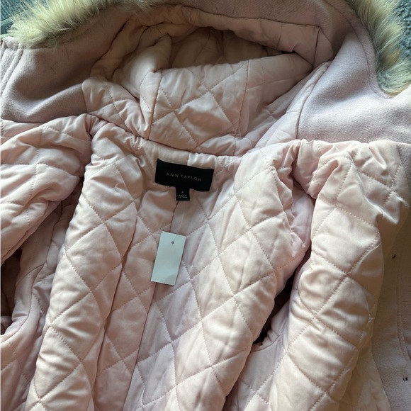 ANN TAYLOR Blush Pink Women's Wool Blend Jacket with Fur Trim (NWT) - Picture 4 of 4